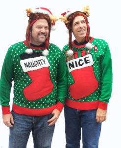 Naughty and Nice Couples or Friends Tacky Ugly Christmas Sweater Set