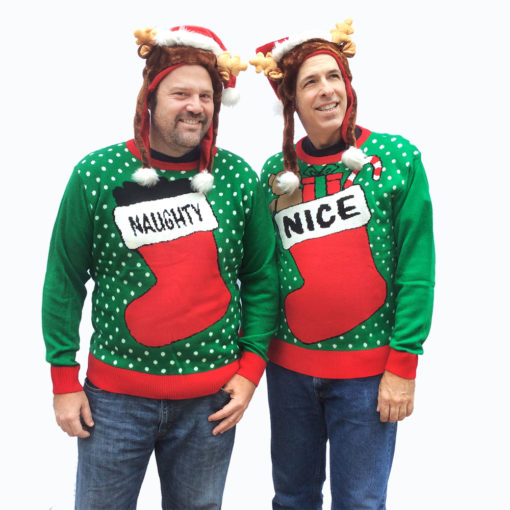 Naughty and Nice Couples or Friends Tacky Ugly Christmas Sweater Set ...