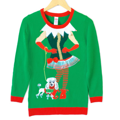 Sassy Elf Longer Length Tunic Style Ugly Christmas Sweater