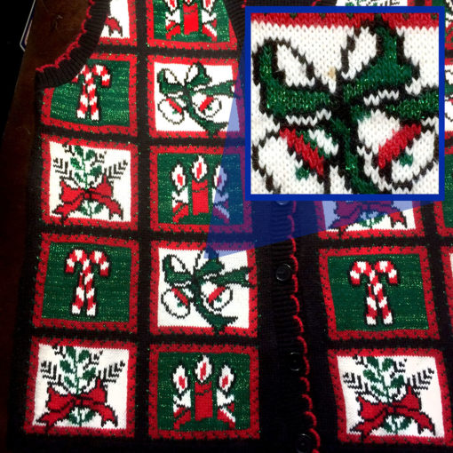 Vintage 80s Candy Canes and Bells Tacky Ugly Christmas Sweater
