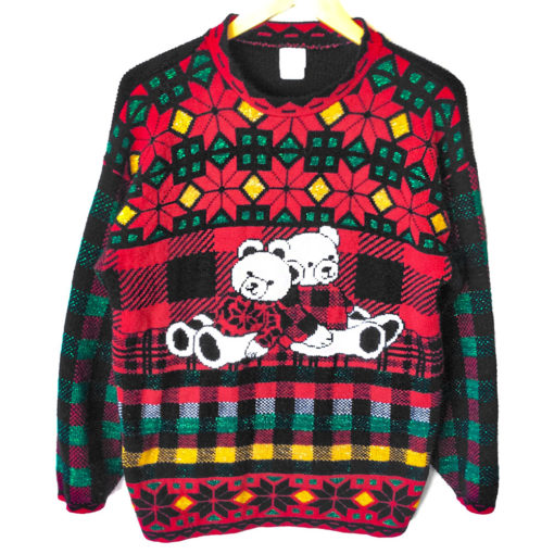 Vintage 80s Teddy Bears Tacky Ugly Christmas Sweater