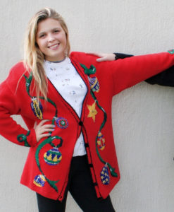 Vintage 90s Christmas Ornaments Oversized Cardigan Ugly Sweater