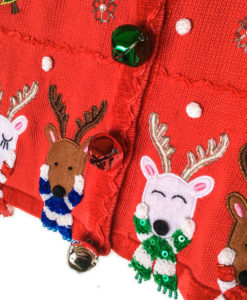 Berek Reindeer With Scarves Fluffy Collar Tacky Ugly Christmas Sweater