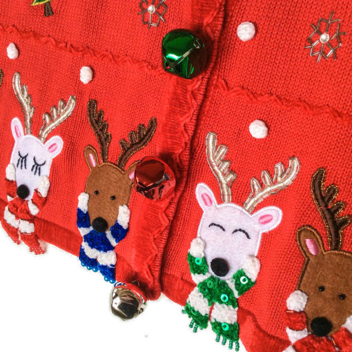 Berek Reindeer With Scarves Fluffy Collar Tacky Ugly Christmas Sweater