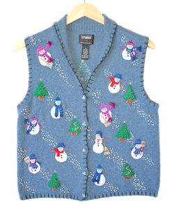 Bubbly Snowmen Tacky Ugly Christmas Sweater Vest