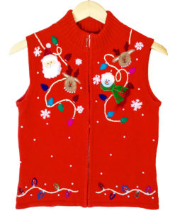 Santa, Reindeer and Snowman Tacky Ugly Sweater Vest