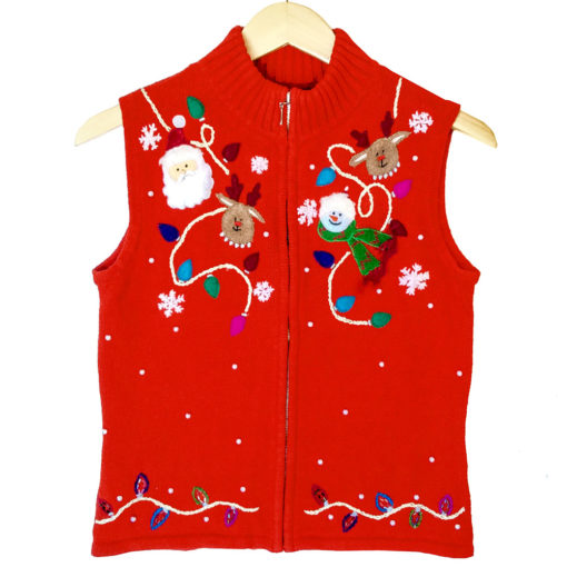 Santa, Reindeer and Snowman Tacky Ugly Sweater Vest