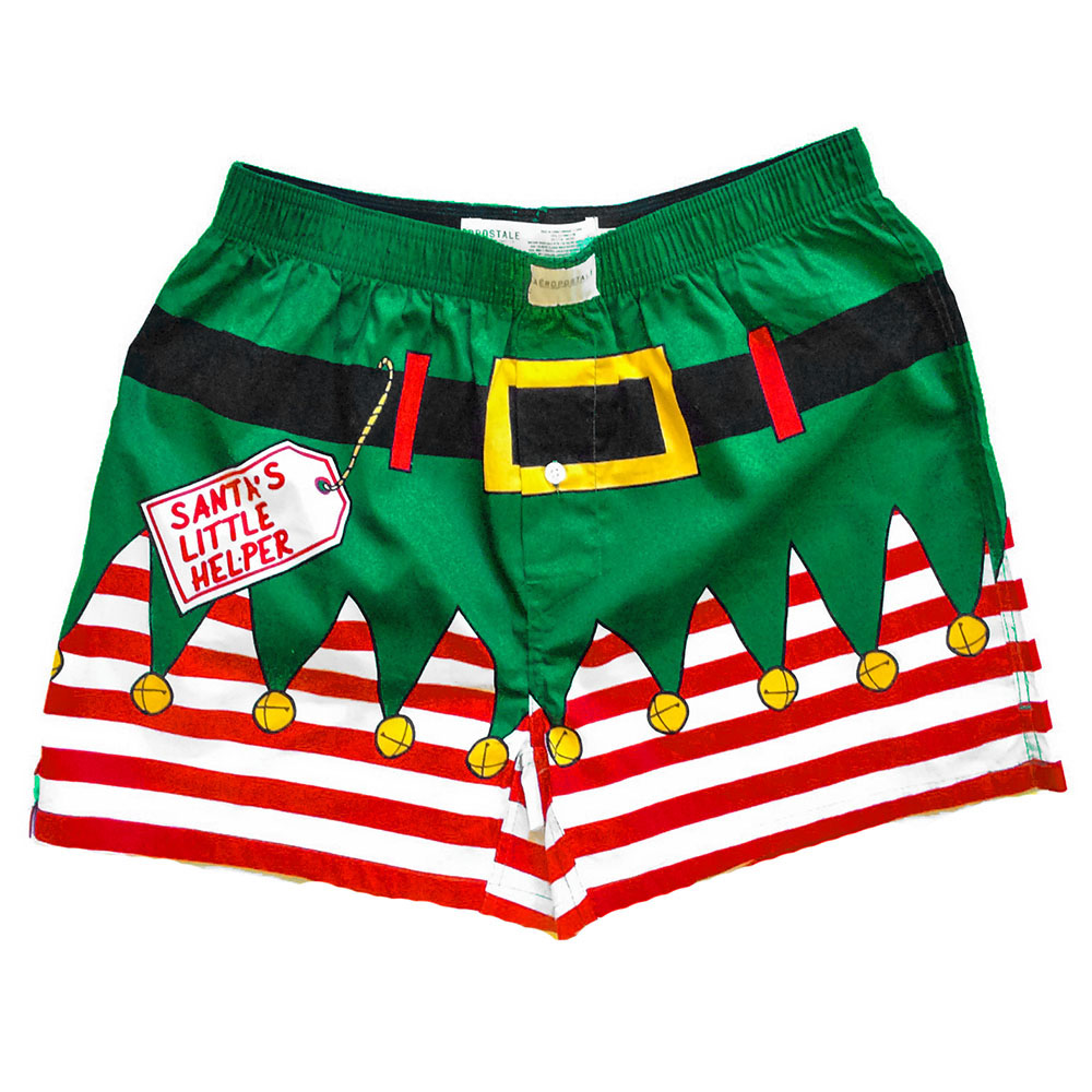 Santa's Little Helper Elf Ugly Christmas Boxer Shorts - The Ugly ...