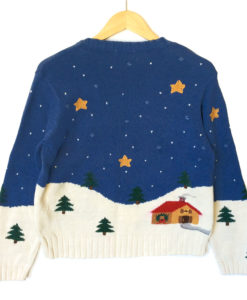 Santa's Sleigh Over Mountain Village Tacky Ugly Christmas Sweater