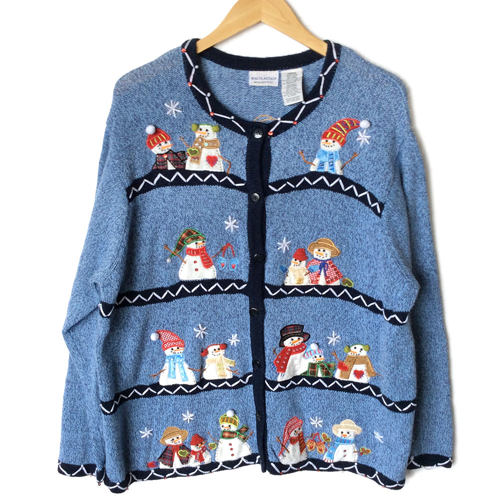 Snowmen Scenes Tacky Ugly Christmas Sweater - The Ugly Sweater Shop