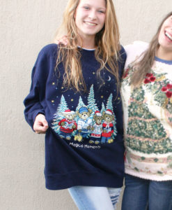 Vintage Magical Moments Teddy Bear Glitter Paint Ugly Christmas Sweatshirt